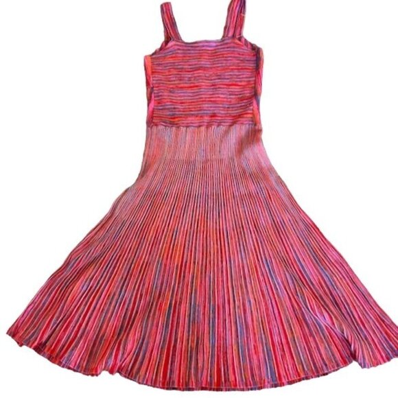 Scoop Micro Stripe Midi Dress with Banded Bodice Size Small NWOT - Picture 2 of 7